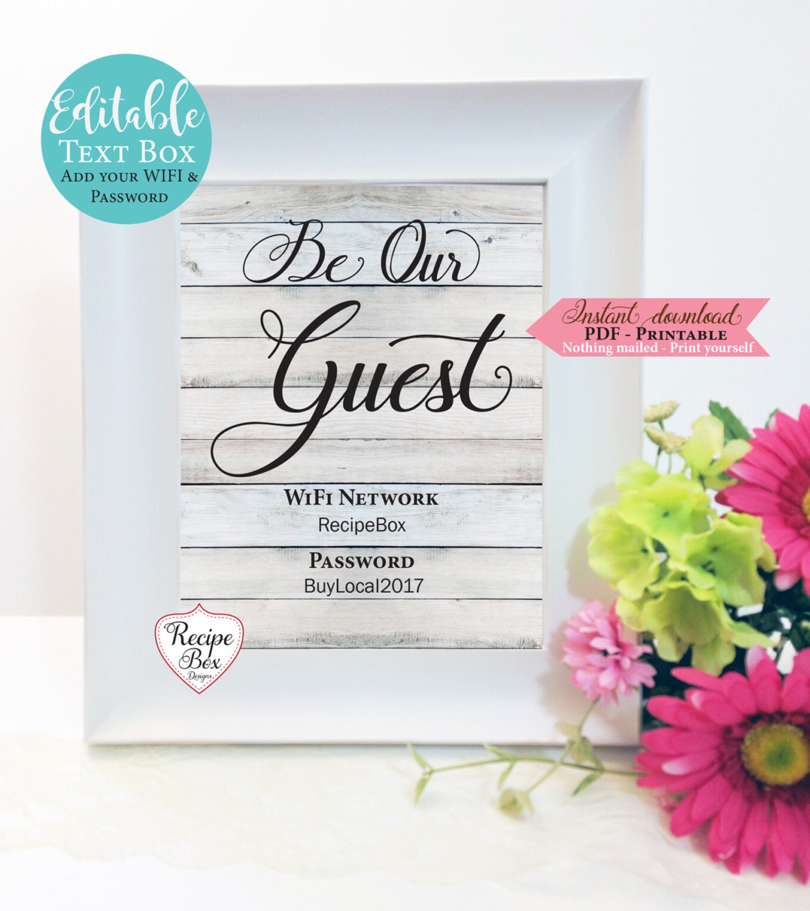 Printable Wifi Guest Room Sign Template Printable Sign Wifi | Etsy