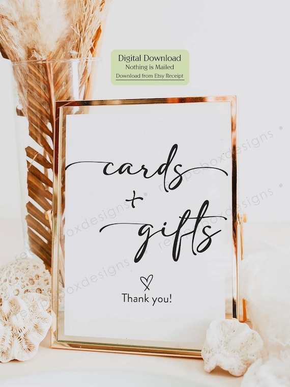 Minimalist Wedding Cards and Gifts Sign: Boho Table Decor (Digital Download 8x10, 5x7in PDF/JPG)