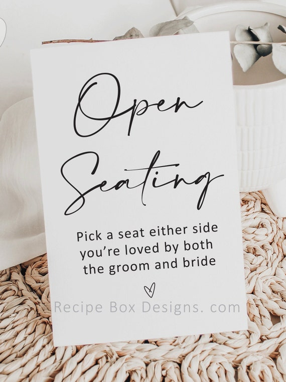 Open Seating, Pick a side, Seating Minimalist Wedding, Boho Wedding, Instant Download, Modern Wedding Printable Table Sign Template