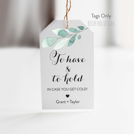 Winter Wedding Printed Favor Tags, to have to hold, Blanket Shawl Favor Tags, Winter Wedding Favor, Blanket Tags Option