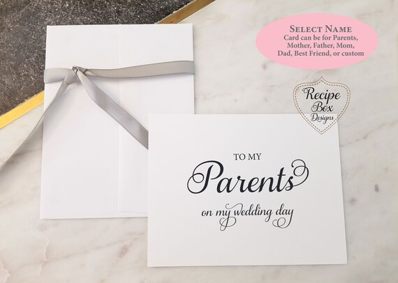 Wedding Day Cards, To my Parents, Dad Mom In Laws Mother and Father, on my wedding day, Thank you note cards for wedding day
