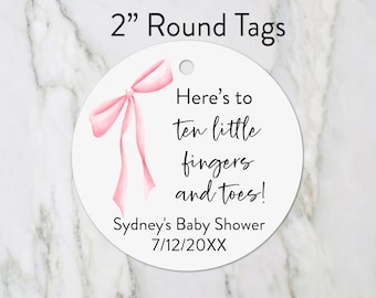 Baby Shower Favor Tags: Ten Fingers, Ten Toes Pink or Blue Ribbon, Nail Polish Favor