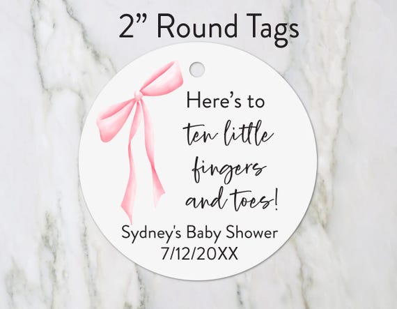 Baby Shower Tags Perfect Ten favors for Baby Shower Tags, Ten perfect fingers, Baby Girl Boy Shower Favors, 2 inch circle tags