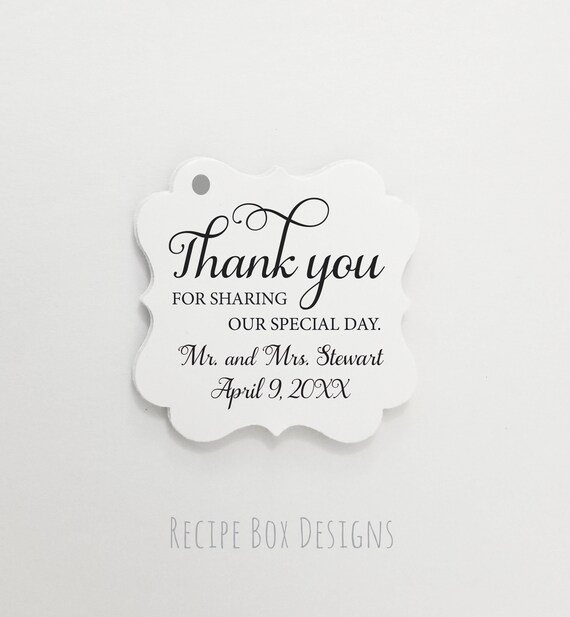 Favor Tags, Thank You For Sharing Our Special Day Favor Tags, Rustic Wedding Favor Tag, Bridal Shower Tags, Wedding Favor Tag, 2x2