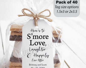 S'more Love Laughter Happily, Pack of 40 Tags or DIY Kits, Heres to Smore Love Laughter Happily Ever After | Tags or Kits Option | No Food