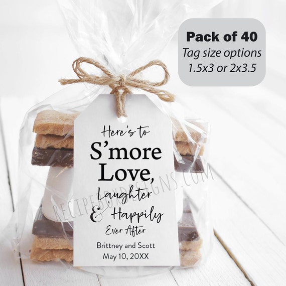 S'more Love Laughter Happily, Pack of 40 Tags or DIY Kits, Heres to Smore Love Laughter Happily Ever After | Tags or Kits Option | No Food