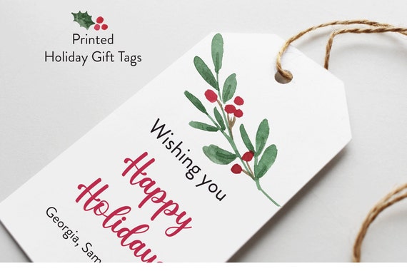 Happy Holidays Gift Tags, Wishing you Happy Holiday gift tag, Merry Christmas Happy Holidays gift tag