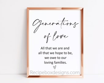 Generations of Love Wedding Sign: Modern Minimalist Print (Digital Download)