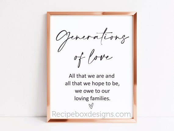 Generations of Love wedding sign, printable signs, instatnt download, modern wedding, minimalist wedding, wedding printables, wedding signs