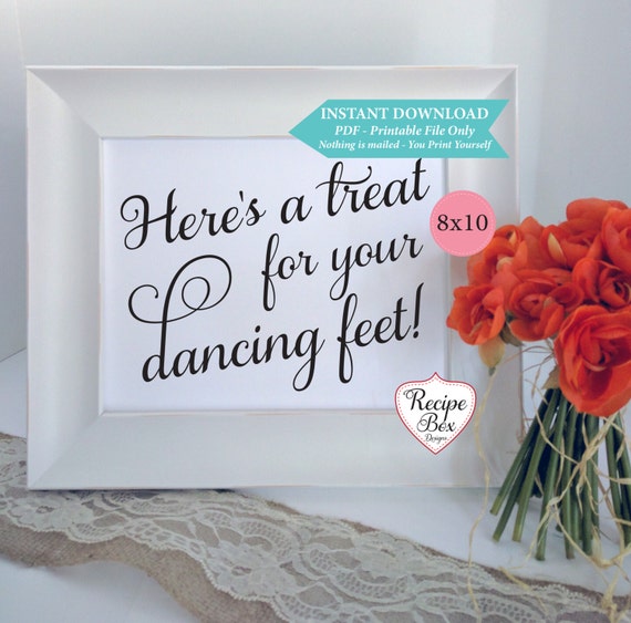 Printable Sign Wedding Flip Flops Dancing Shoes, 8x10 Dancing Feet Printable Sign, Flip Flop Sign, Wedding Dancing Printables