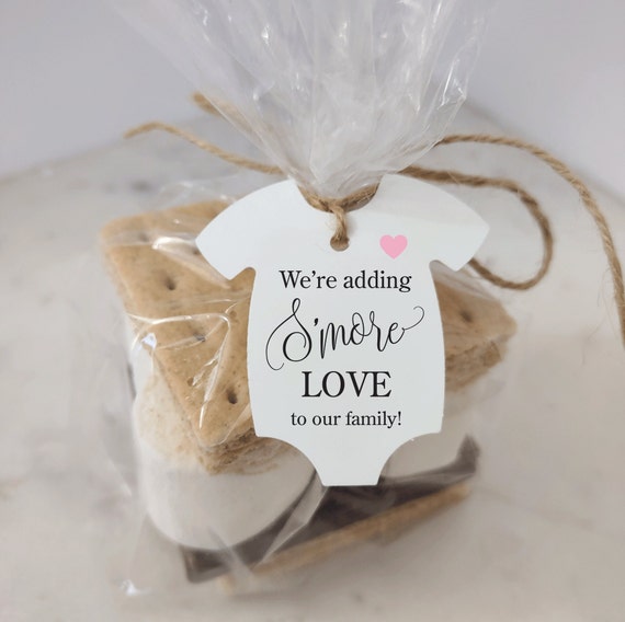 We're Adding Smore Love to our family, Baby Shower Party Favors, Celebrate Smore, Baby Shower Smores, neutral gender Baby Shower Pack of 40