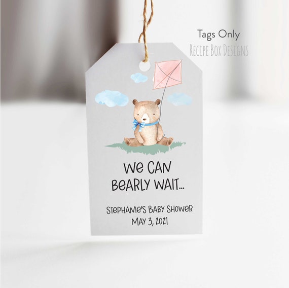 Teddy Bear Baby Shower Favor Tags: Woodland Theme, Printed