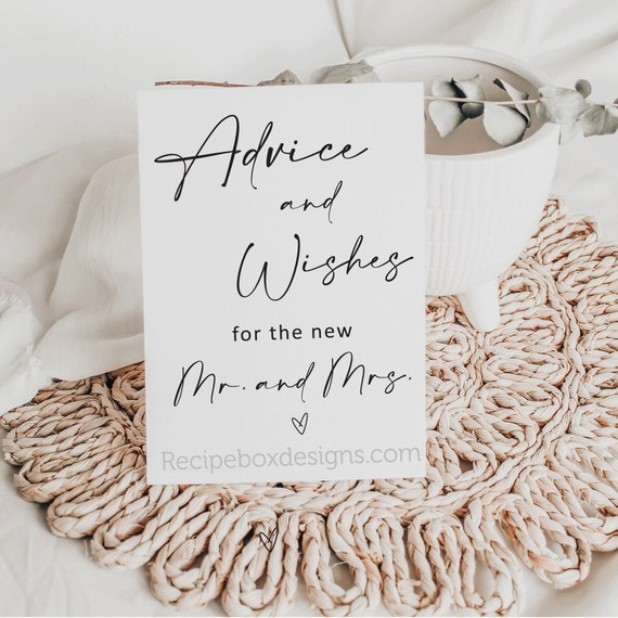 Advice and Wishes wedding sign, printable signs, instatnt download, modern wedding, minimalist wedding, wedding printables, wedding signs