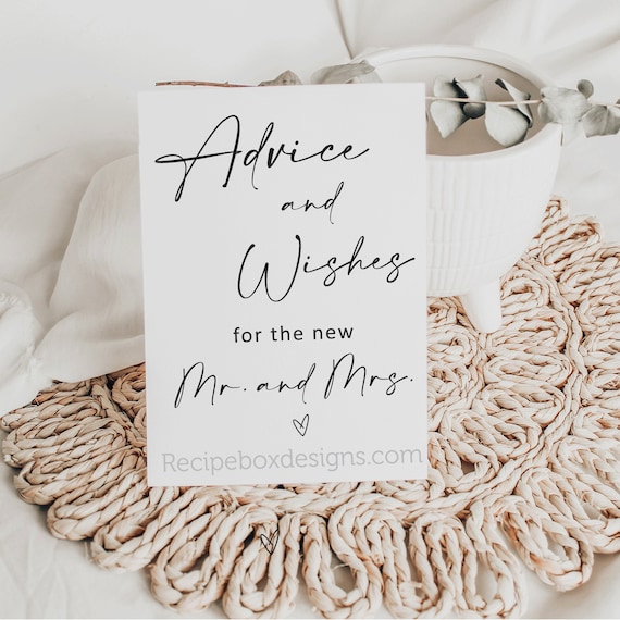 Advice and Wishes wedding sign, printable signs, instatnt download, modern wedding, minimalist wedding, wedding printables, wedding signs