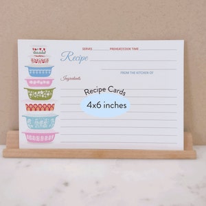 Recipe Cards, Vintage Pyrex Recipe Card, 4x6 Recipe Cards, Housewarming Gift, Bridal Shower Gift, Mothers Day Gift, Casserole