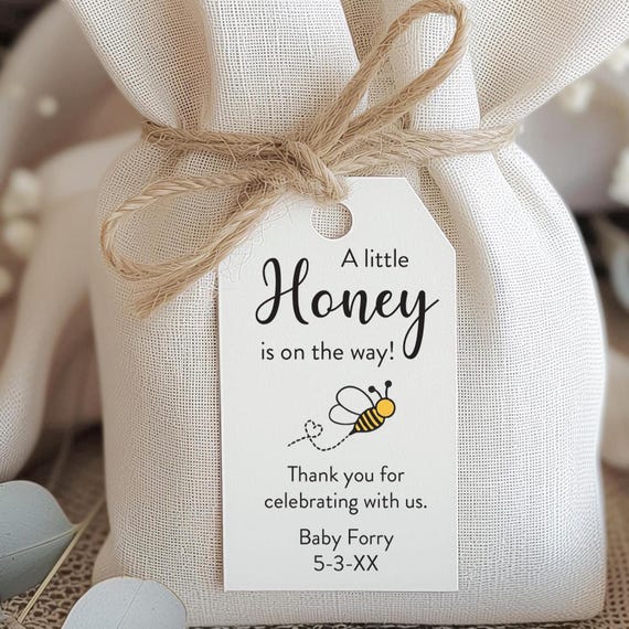 Baby shower favor tags, Honey Favor Tags, Little honey on the way, Honey baby shower favor tags, Tags Only, Optional Twine