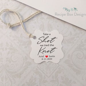 Take a shot, Wedding Favors Tags, Printed Tag, Personalized Tags, Mini Bottle Tags, personalized favor tag, take a shot we tied the knot 2x2 image 4