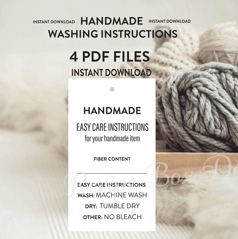 Care Label Tags for Handmade Knits, Crochet, Care Labels for Crochet ...