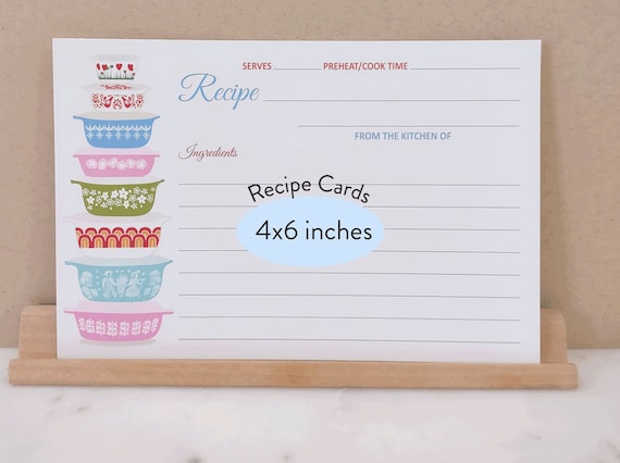 Pyrex Recipe Cards, Pyrex Recipe Cards, Bridal Recipe Cards, Recipe Cards 4x6 Printed, Housewarming Gifts, Mom Gifts, 6x4 Casserole Dish