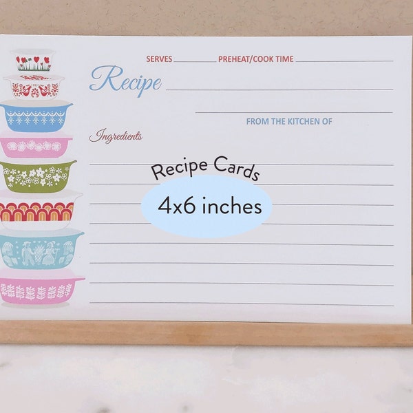 Pyrex Recipe Cards, Pyrex Recipe Cards, Bridal Recipe Cards, Recipe Cards 4x6 Printed, Housewarming Gifts, Mom Gifts, 6x4 Casserole Dish