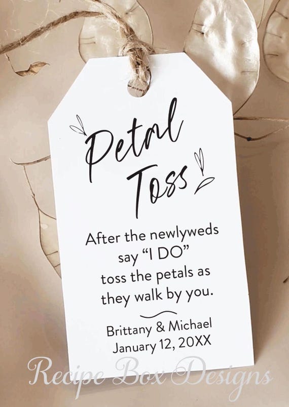 Petal Toss Favor tag, Toss the Petals, Printed Favor Tag, Printed Favor Tag Wedding Confetti tags, Wedding confetti, Flower Toss, favor tags