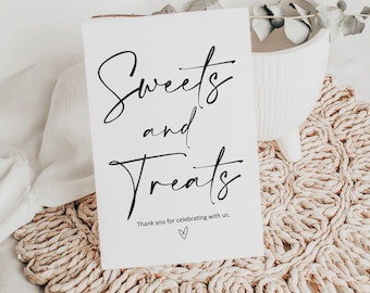Dessert Bar Sign: Sweets and Treats, Minimalist Wedding (Printable Sign)