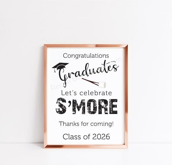 S'more Graduation Party Sign: Campfire Favor, 8x10 (Digital Download)