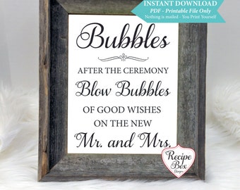 Bubbles of Good Wishes - Printable Reception Wedding Sign Template Instant download 8x10 Bubbles of Good Wishes, Instant Download