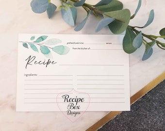 Recipe Cards for Recipe Box, 6x4 printed cards, Double-sided thick card stock for weddings, bridal 6x4,Hostess Gift, Housewarming