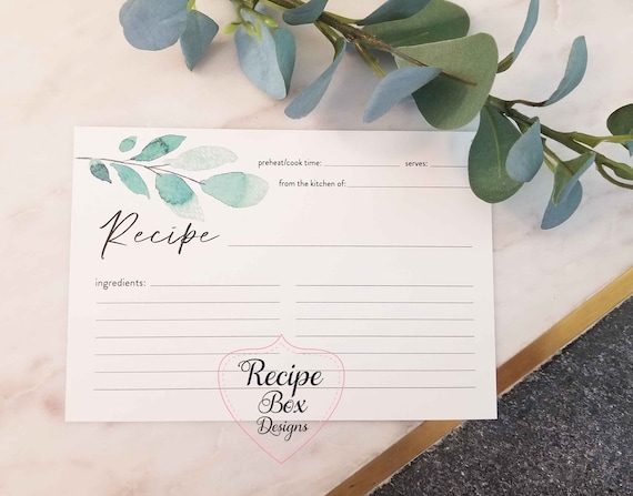 Recipe Cards for Recipe Box, 6x4 printed cards, Double-sided thick card stock for weddings, bridal 6x4,Hostess Gift, Housewarming