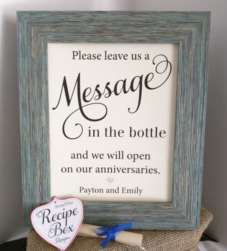 Message In The Bottle with Mini Tags and Sheets of Paper Only Wedding Sign Beach Wedding 8x10 NO Ribbons, Bottle or Frame image 8