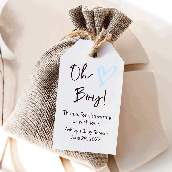 Oh Boy Baby Shower Favor Tags, Oh Boy Favor Tag, Minimalist Baby Shower, Printed Tags, 2x3.5 inches