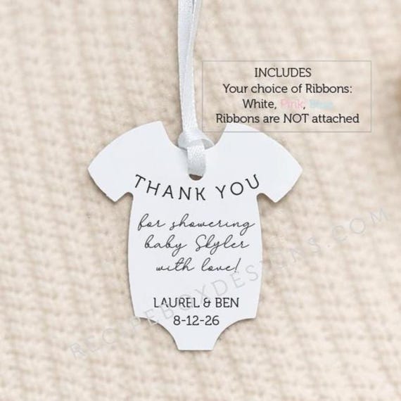 Baby Shower Tags for favors; Minimalist Modern Onesie Baby Shower Favor, Includes String