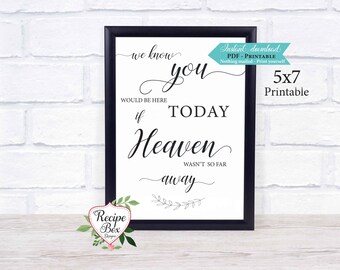 Printable Sign We know you would be here, Instant Download Sign, Memorial, Remembrance, In memory of, Wedding Memorial, Printable 5x7