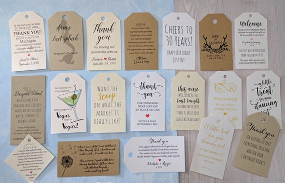 Favor Tags for gift bags, Custom favors, Wedding thank you bag tags, Birthday Favor Tags, Bridal Shower Tags, Thank you Tags