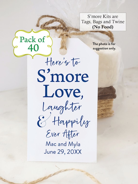 S'more Kits for Happily Ever After Pack of 40 | DIY or Tags | Black, Brown or Navy| Kits include Twine, Twisty Ties, Bags and Tags | No Food