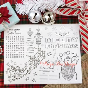 Christmas Placemats for Kids Printable Christmas Kid Table Decor, Christmas Coloring Sheet, Kids Placemat, Instant Download INCLUDES 2 Sizes image 3