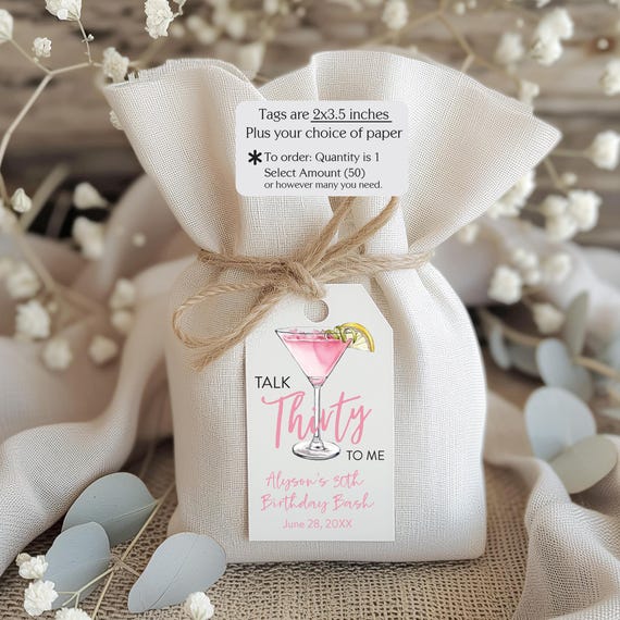 Talk Thirty to me, Milestone Birthday, Favor Tags, Birthday Favor Tag, 30th Birthday Milestone Favor Tag