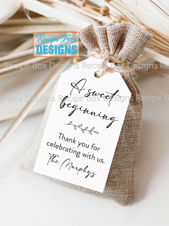 Printed Favor Tags A Sweet Beginning: Bridal, Wedding, Baby, Graduation, Thank you tags