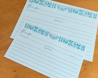 Vintage Butterprint Amish Pyrex Recipe Cards: 4x6 or 3x5 White Cotton Cardstock