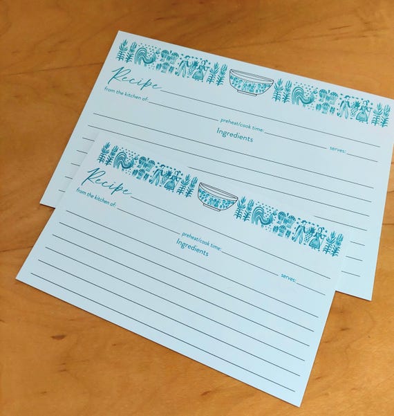 Recipe Cards, Vintage Pyrex Butterprint Recipe Card, 4x6 Recipe Cards, Housewarming Gift, Bridal Shower Gift, Mothers Day Gift, Amish