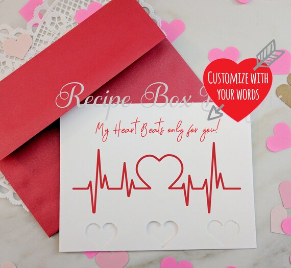 Heart Beat Valentines Day Card, Happy Valentines Day Card for Valentines Day, Heart Beat Happy Valentines Day - with Shimmery Red Envelope