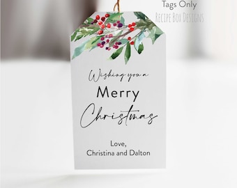 Christmas Tag, Holiday Gift Tag, Merry Christmas Gift Tag, Wishing you a Merry Christmas Favor Tag, Holiday Tags, Gift Tag Only