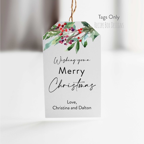 Wishing you a Merry Christmas Favor Tag, Holiday Tags, Christmas Gift Tag - No strings