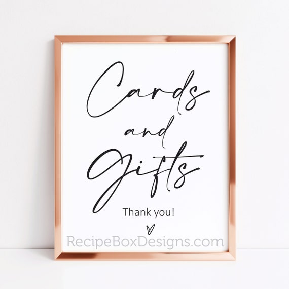 Printed Cards and Gifts Sign, Modern Wedding Sign, Minimalist Wedding Sign, Boho Wedding, Printed Sign, Cards and Gifts -Print only no frame