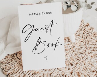Modern Wedding Guest Book Sign: Minimalist Printable (Digital Download)