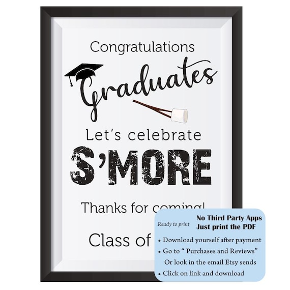Graduation Favor Signs 8x10 Lets celebrate smore graduation, Graduation Party, Campfire Smore Sign, Instant download, Printable Sign 8x10