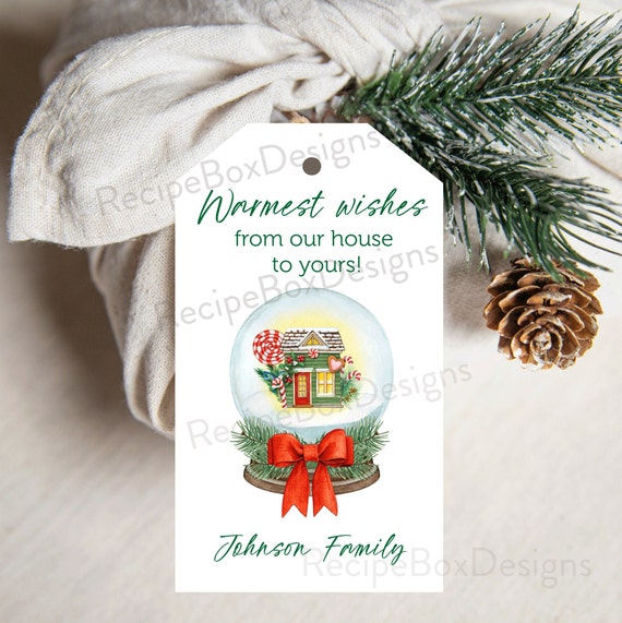 PRINTED Holiday Christmas Gift Tags, Personalized Corporate Gift, Snow Globe Gift Tags, Holiday Favor Tag, Gift Tag, Snow Globe Printed Tags
