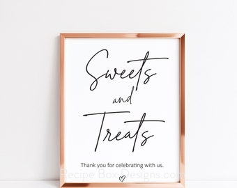 Sweets and Treats, Favors Wedding Sign, Minimalist Wedding Favo Sign, Take a treat, Printed Favors Sign, Sweets and Treats