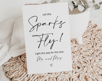 Sparkler Send Off Sign, Let the sparks fly modern wedding sign, minimalist wedding, instant download, wedding signs, Printable Sign